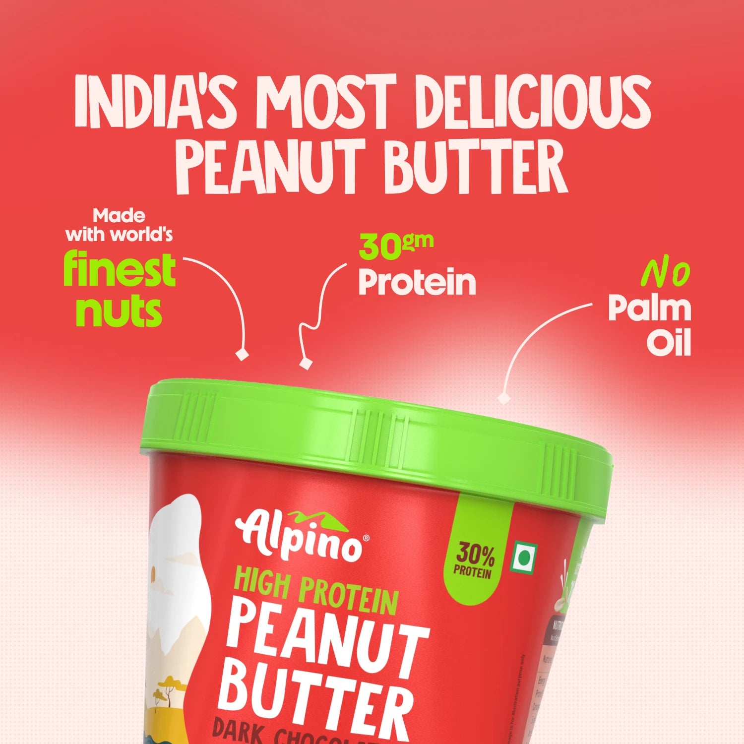 Alpino Crisp Peanut Butter with 30% Protein and Roasted Peanuts