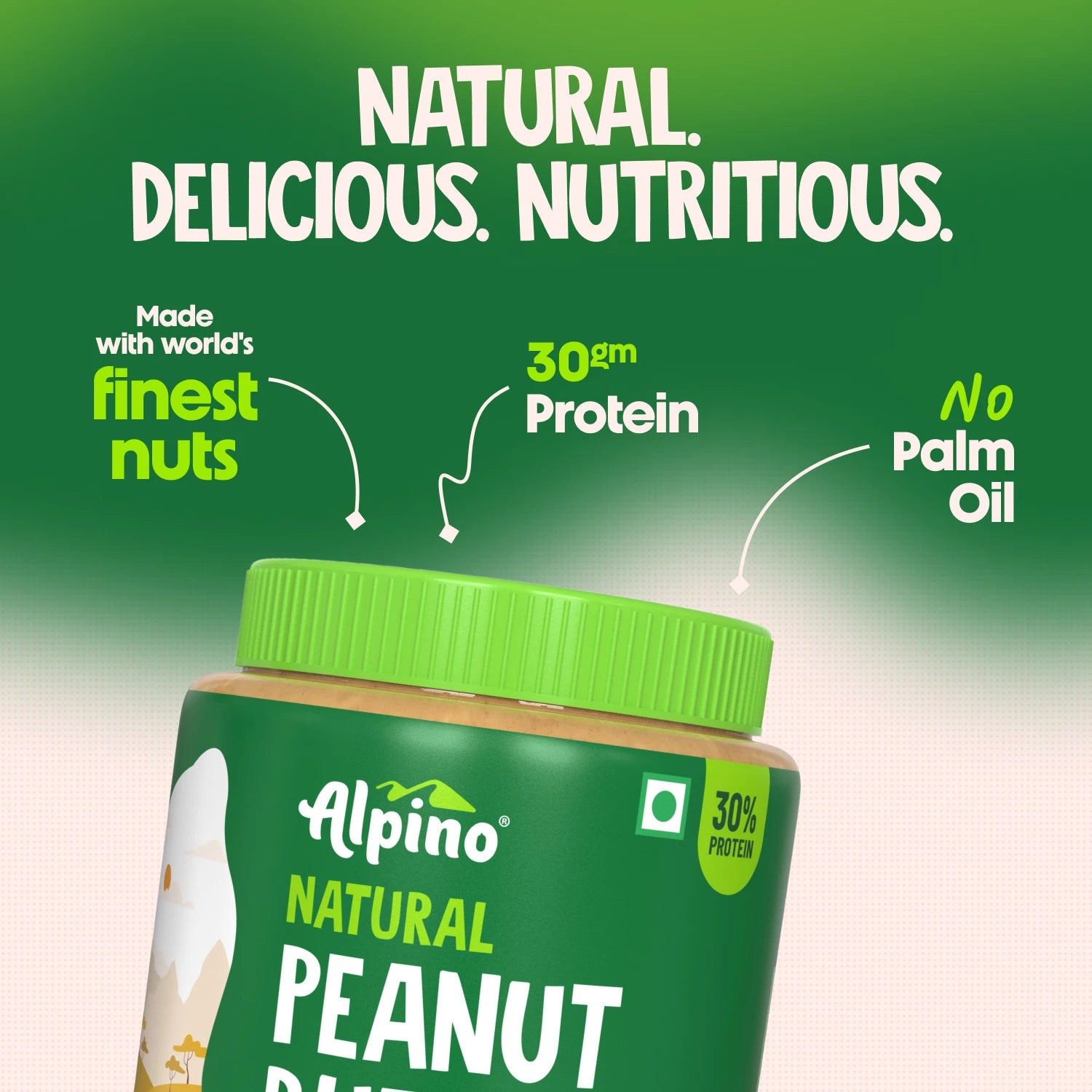 Alpino Natural Peanut Butter – 30g Protein, No Palm Oil, Pure Taste