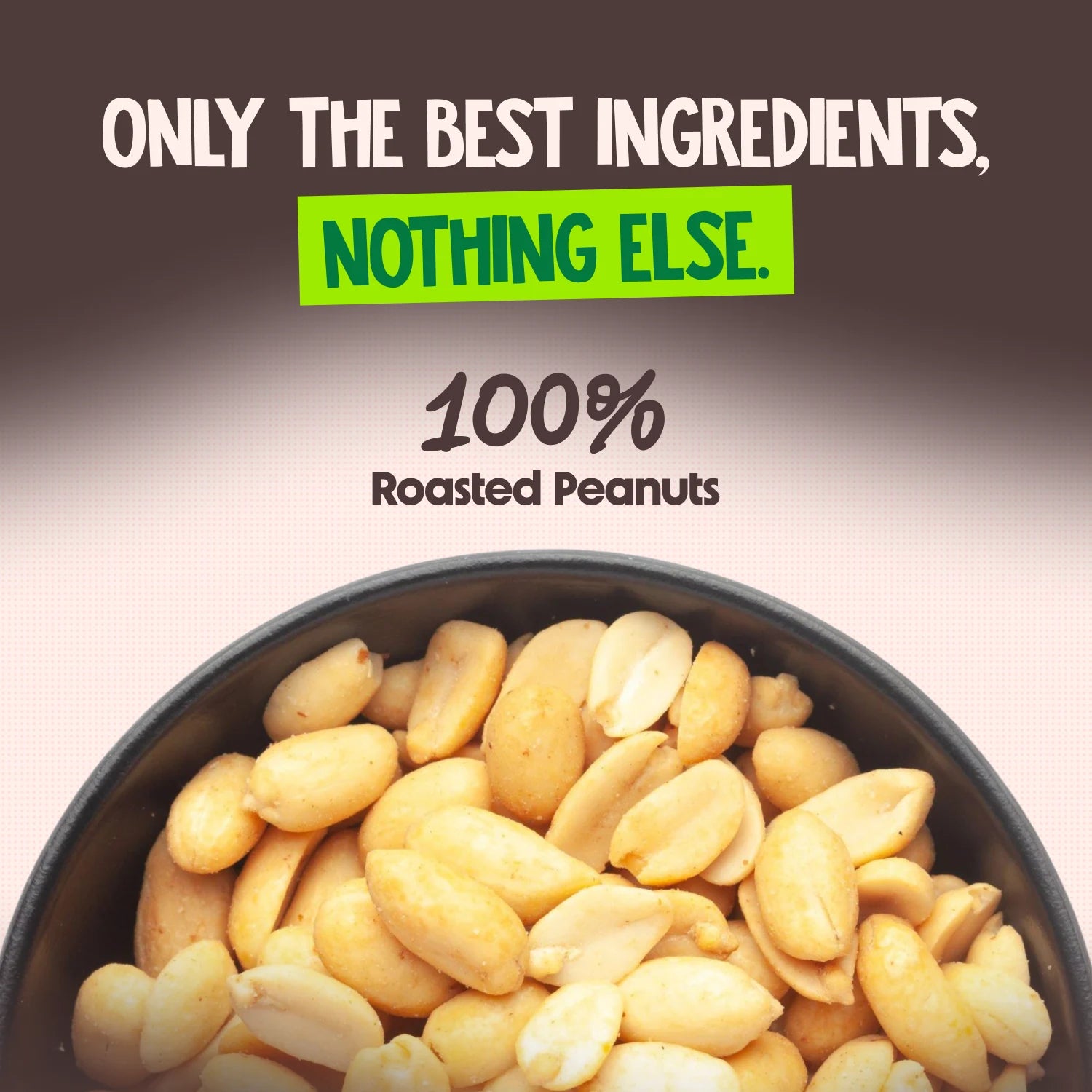 Bowl of 100% Roasted Peanuts With No Added Ingredients