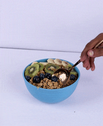 Healthy breakfast mix of fruits and oats ready to eat