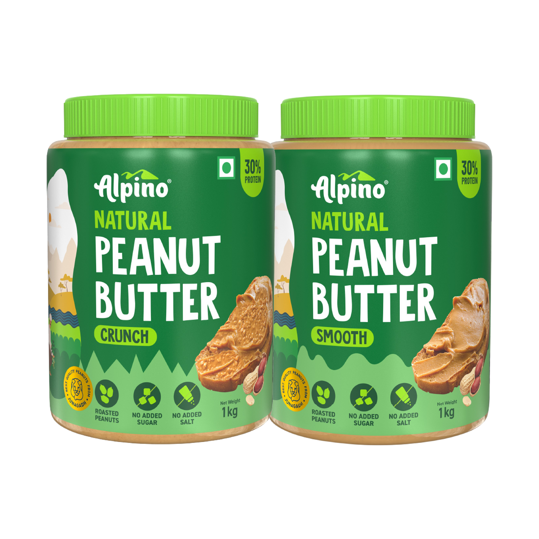Alpino Natural Peanut Butter Crunch and Smooth Variants