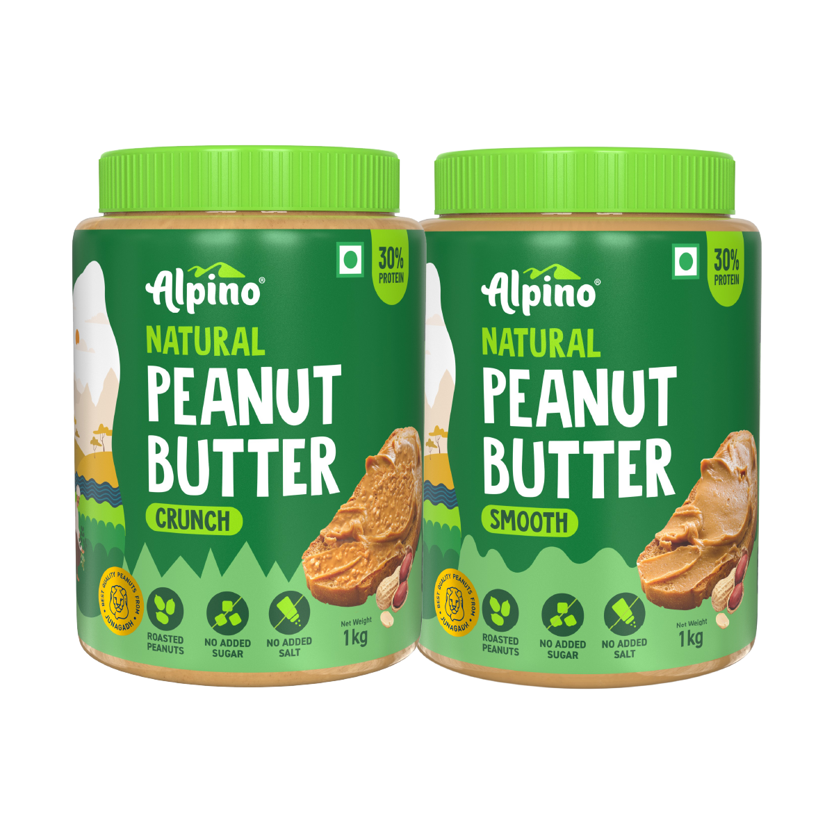 Alpino Natural Peanut Butter Crunch and Smooth Variants