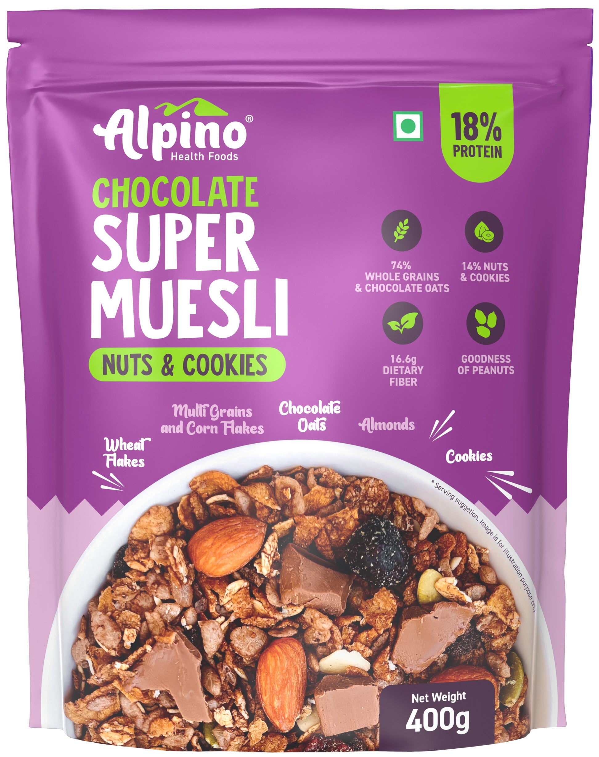 Alpino Super Oats With Cookies, Almonds, and Chocolate Oats