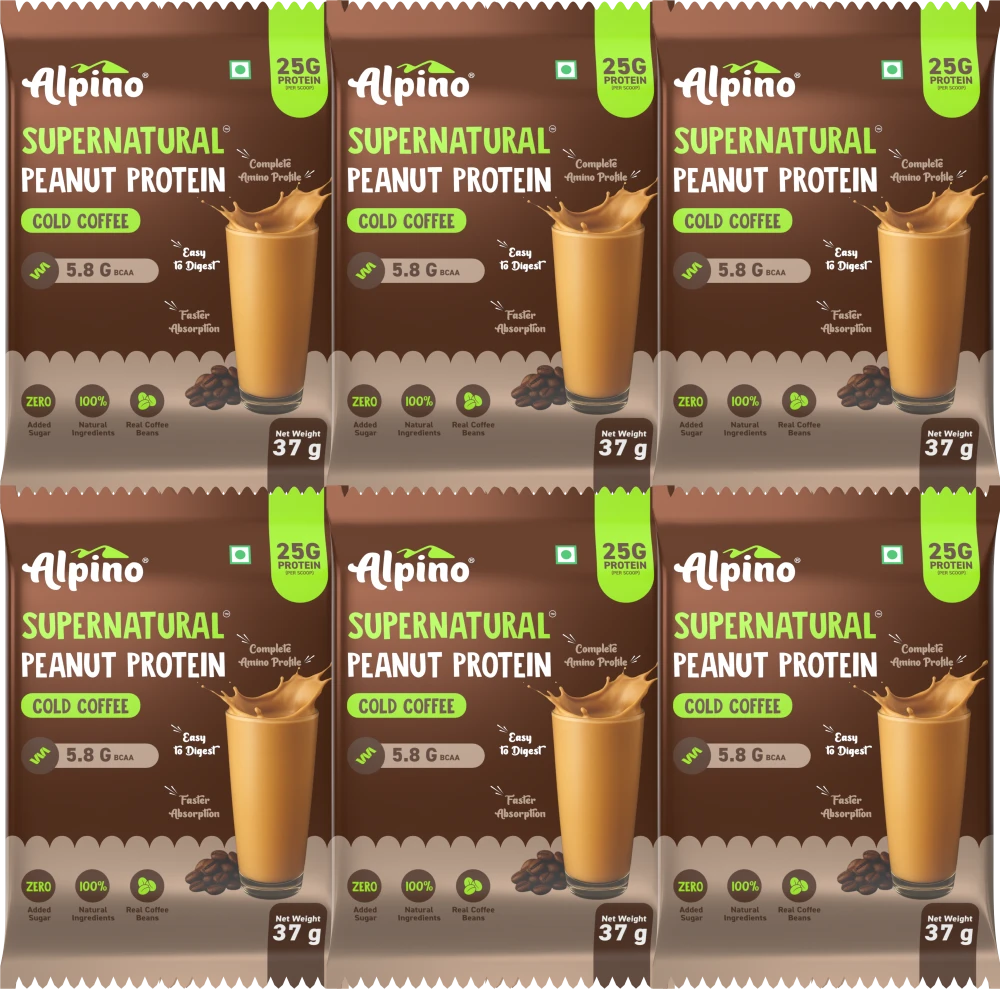 Alpino Supernatural Cold Coffee Peanut Protein Sachets – Pack of 6