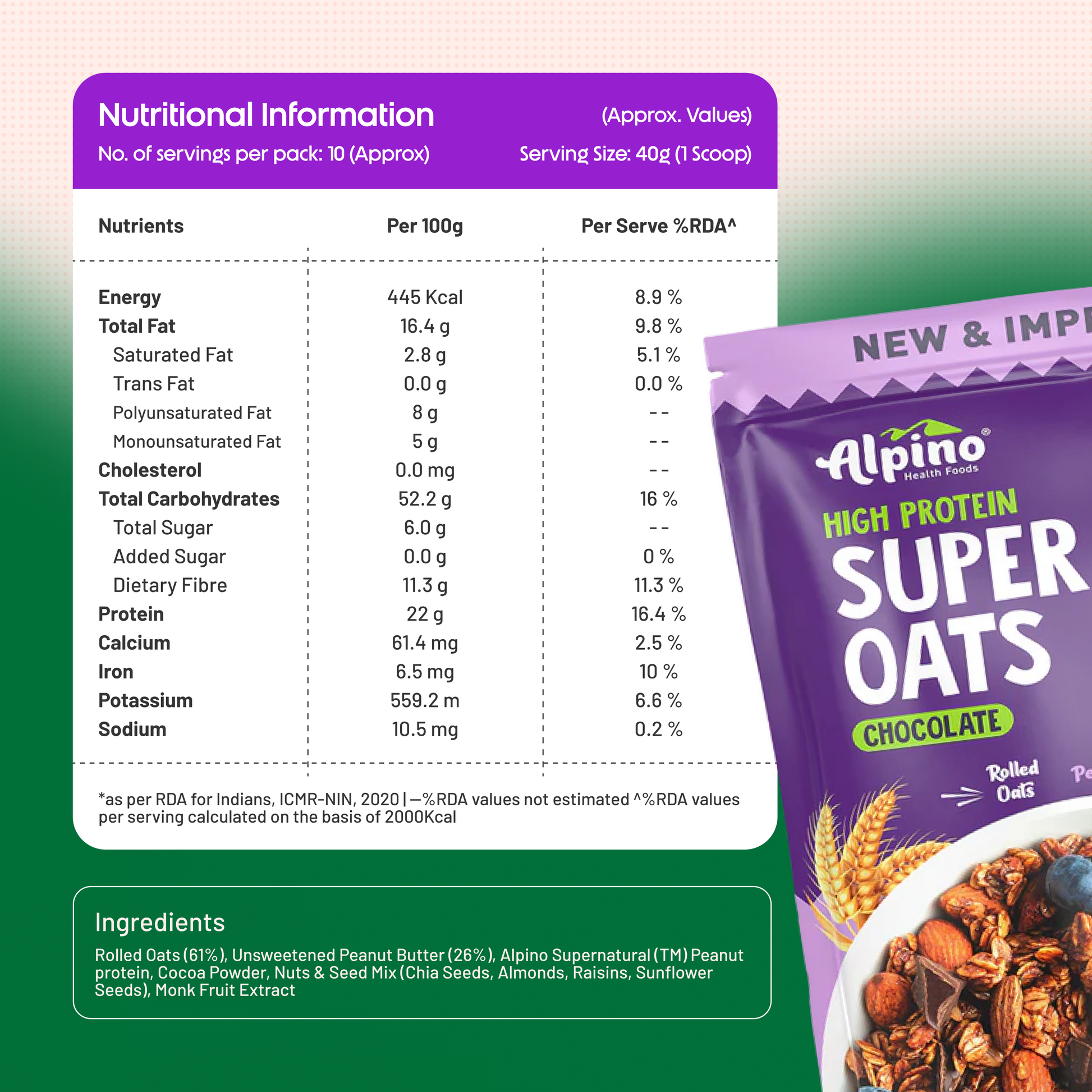 Alpino High Protein Super Oats Nutrition Facts