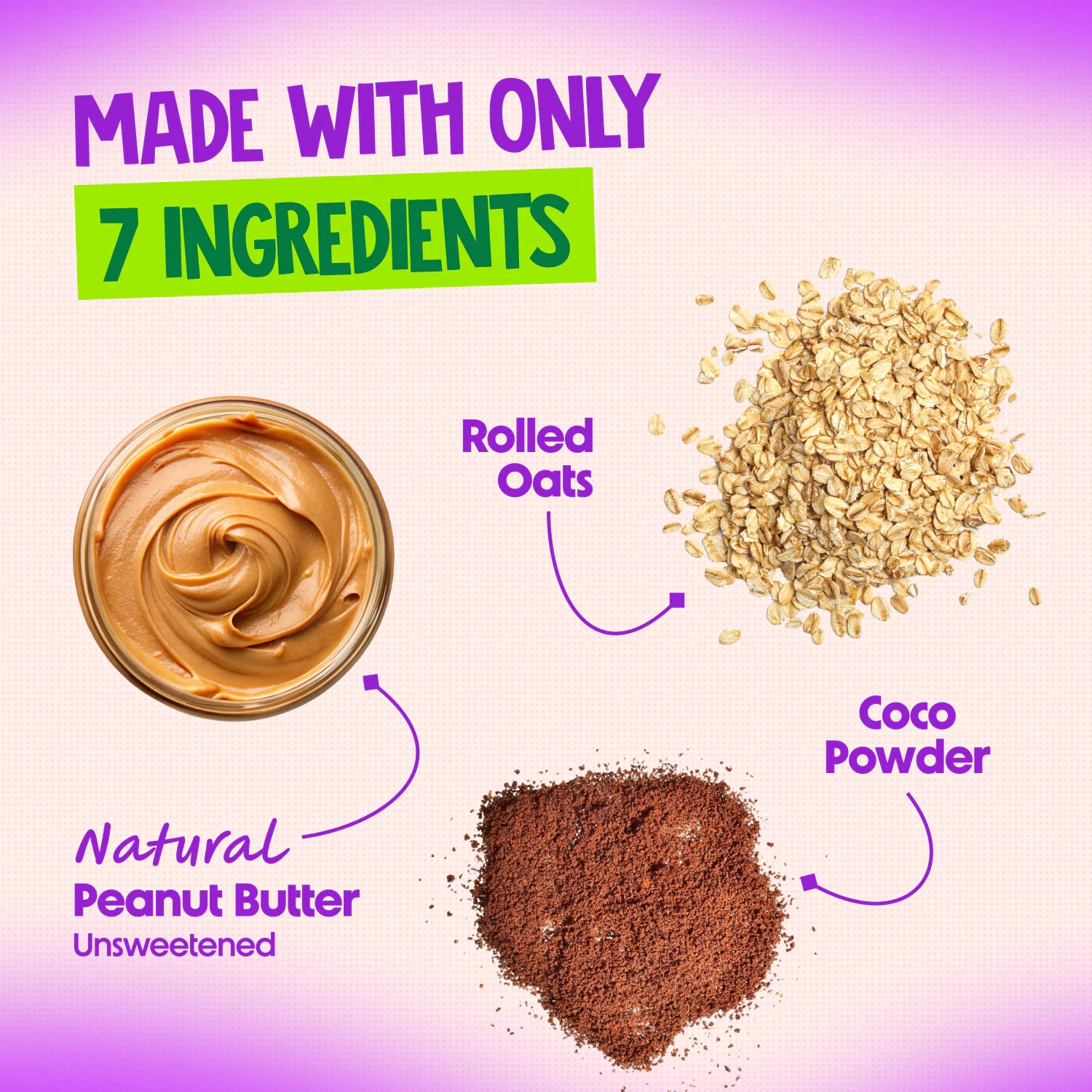 Alpino Snack Ingredients: Rolled Oats, Cocoa, and Peanut Butter