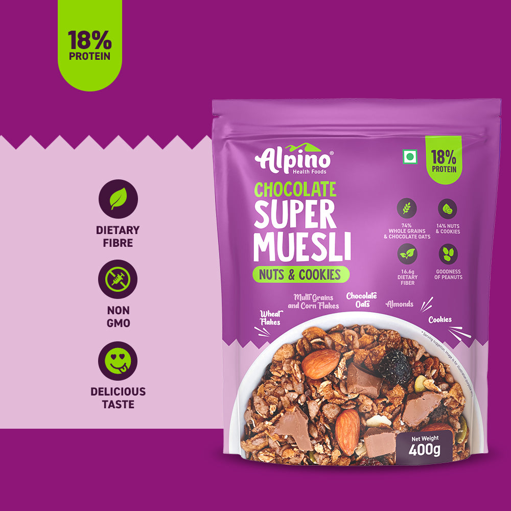 Alpino Chocolate Super Muesli With Nuts and Cookies