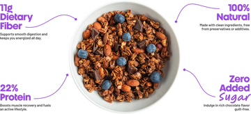 Bowl of Alpino Chocolate Oats With Almonds and Blueberries
