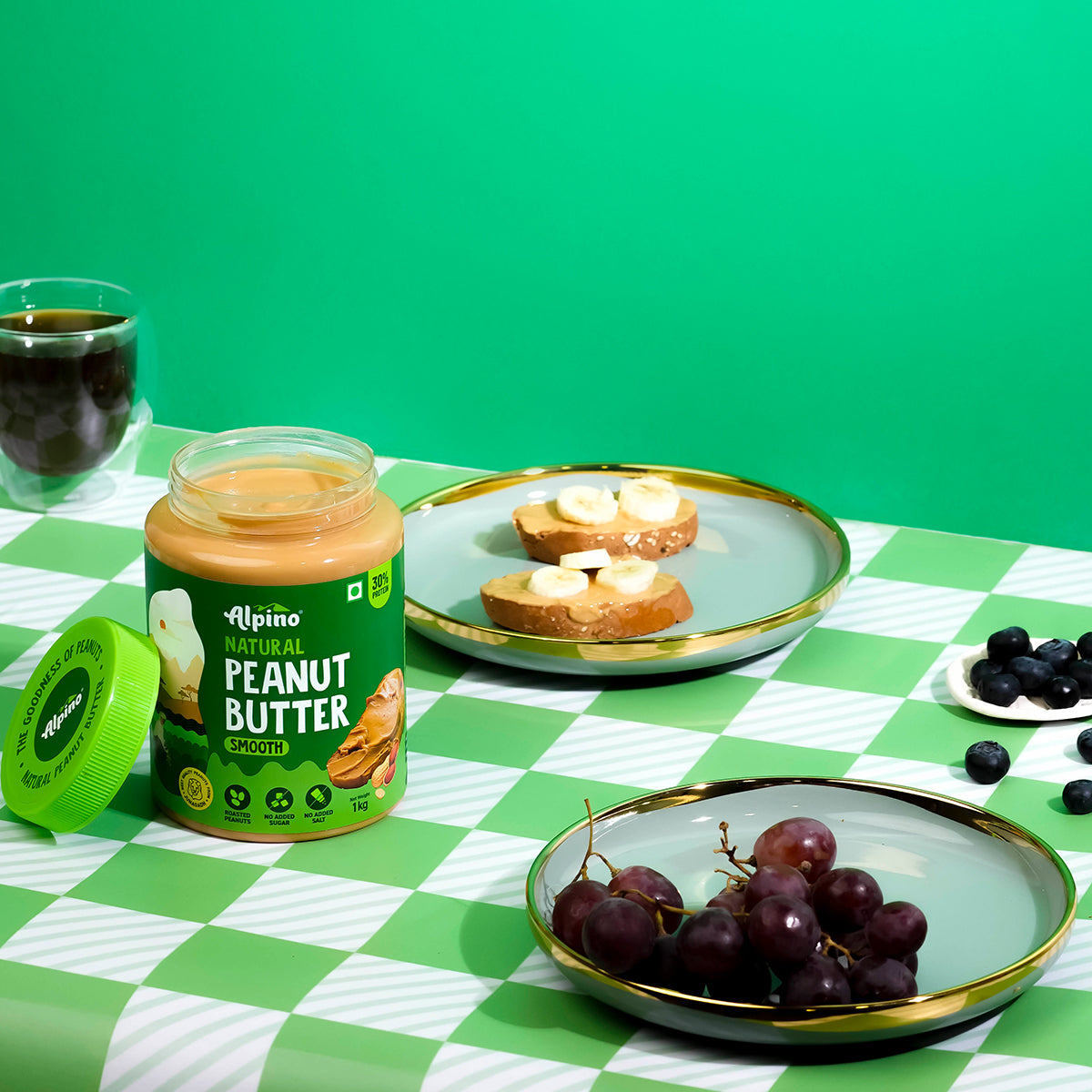 Healthy Breakfast with Natural Peanut Butter Smooth for Fruits