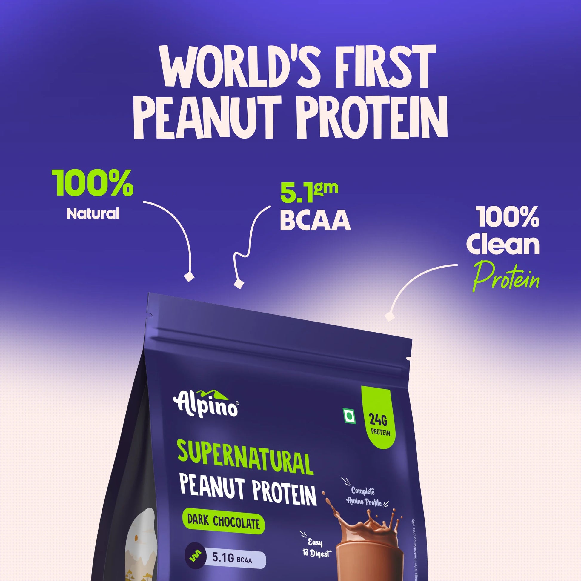 100% clean Alpino Plant Protein Powder made 100% natural and with 5.1 BCAA