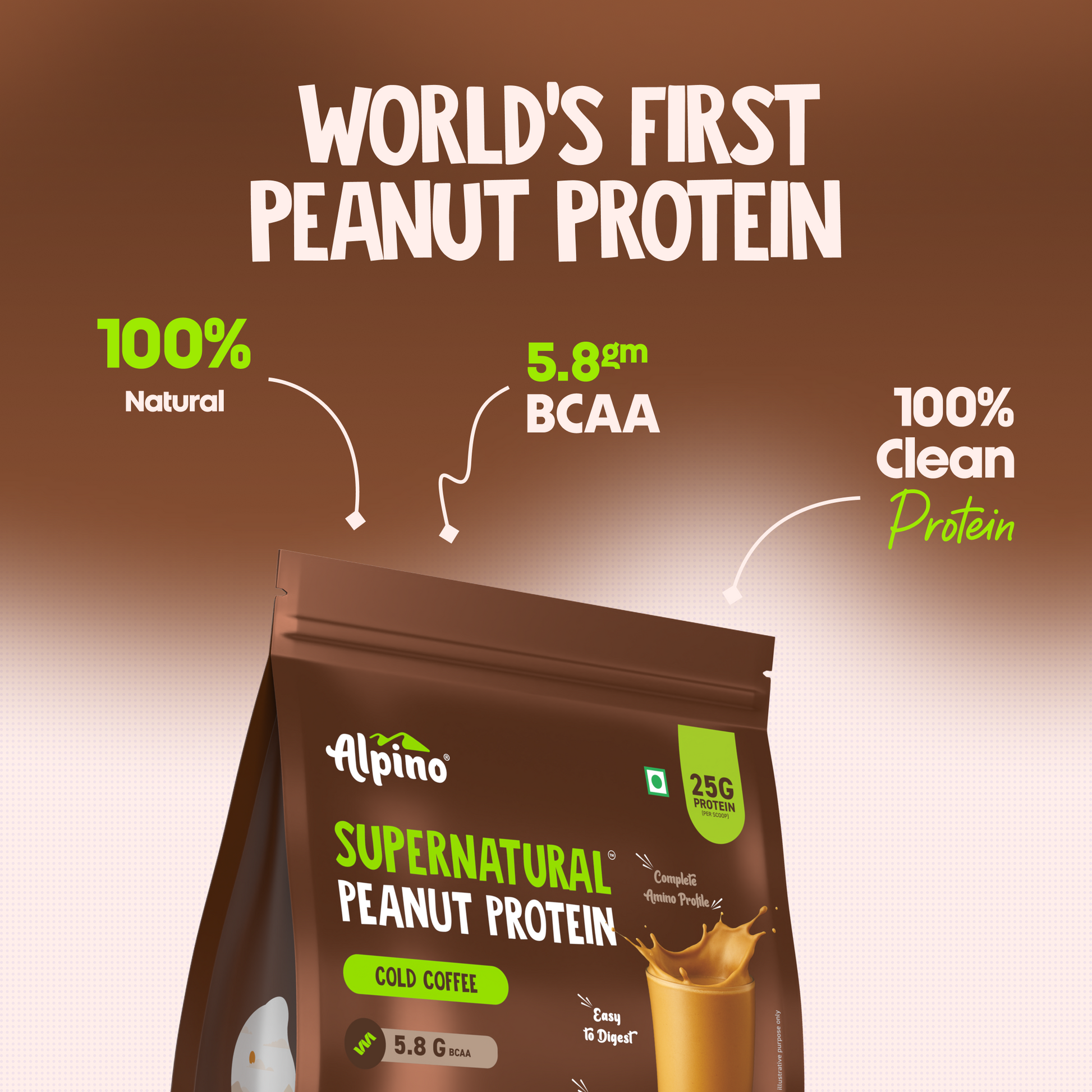 Alpino Supernatural Cold Coffee Peanut Protein Powder Pack