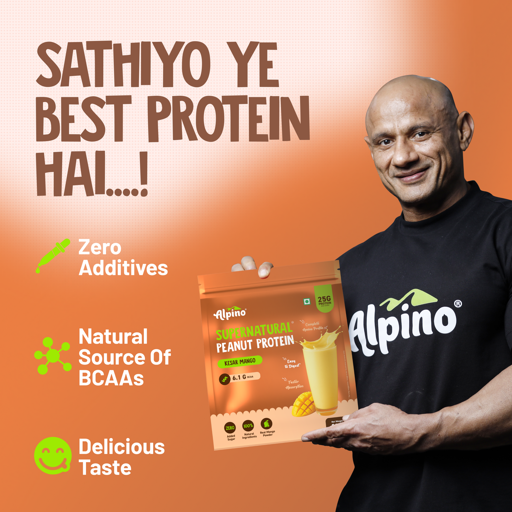 Supernatural Peanut Protein Kesar Mango Flavor by Alpino