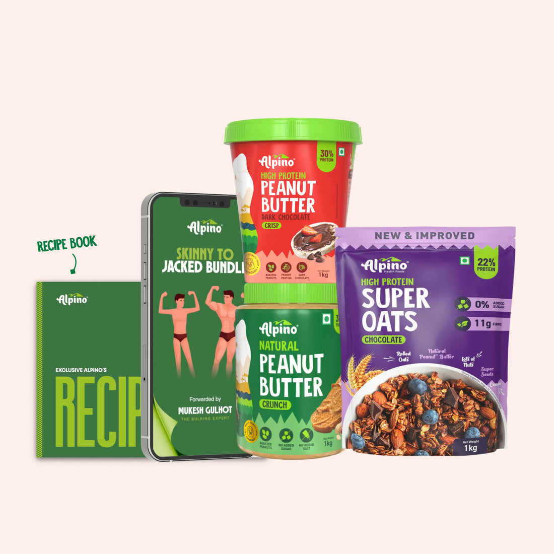 Alpino Fitness Bundle With Oats, Peanut Butter, and Recipe Book