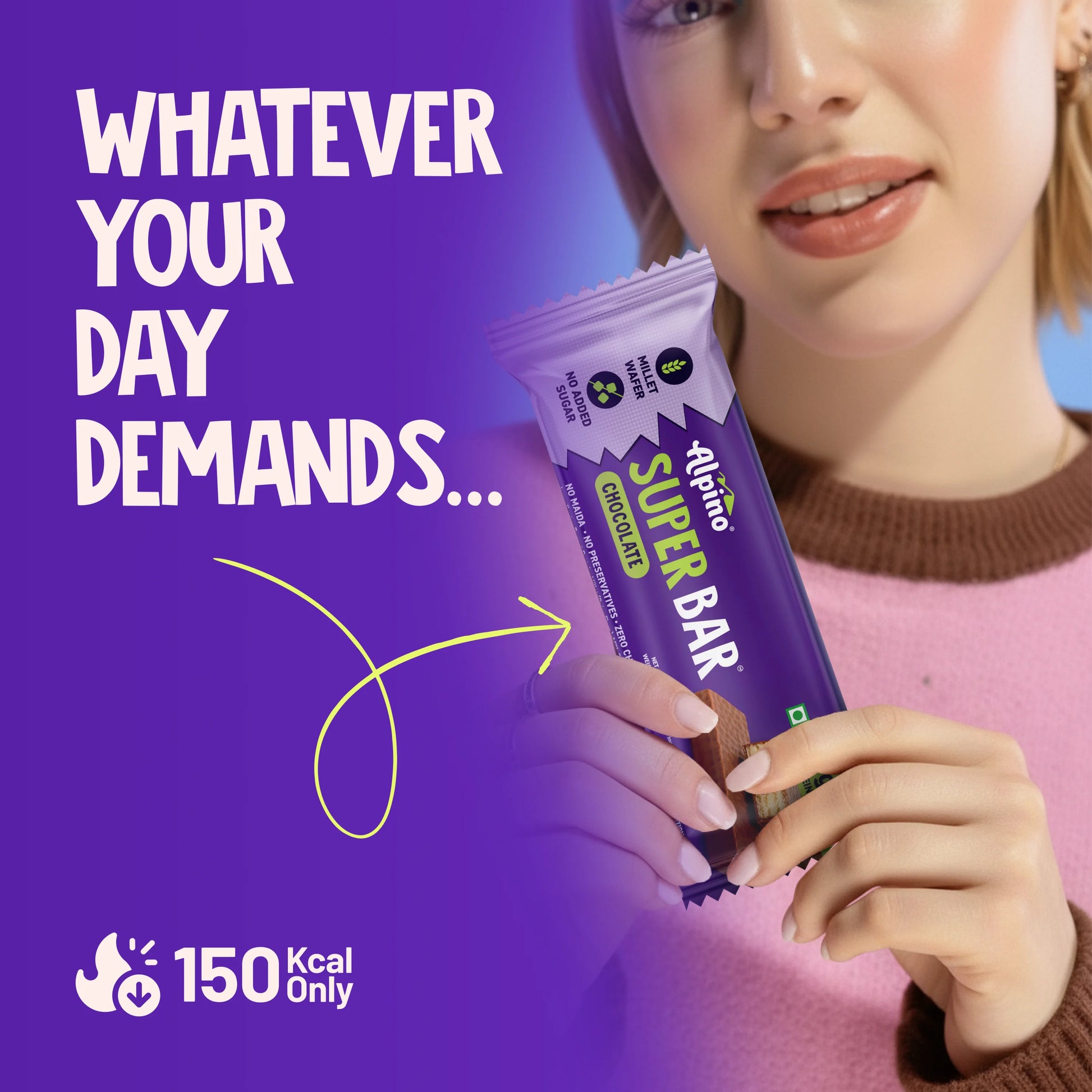 Alpino Chocolate Protein Bar on-the-go snack with 150 Kcal