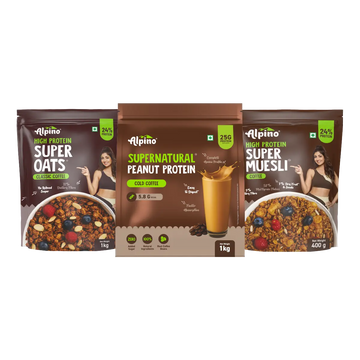 Coffee Breakfast Combo: Classic Coffee Oats 1Kg, Super Muesli 400g & Super Natural Peanut Protein 1Kg