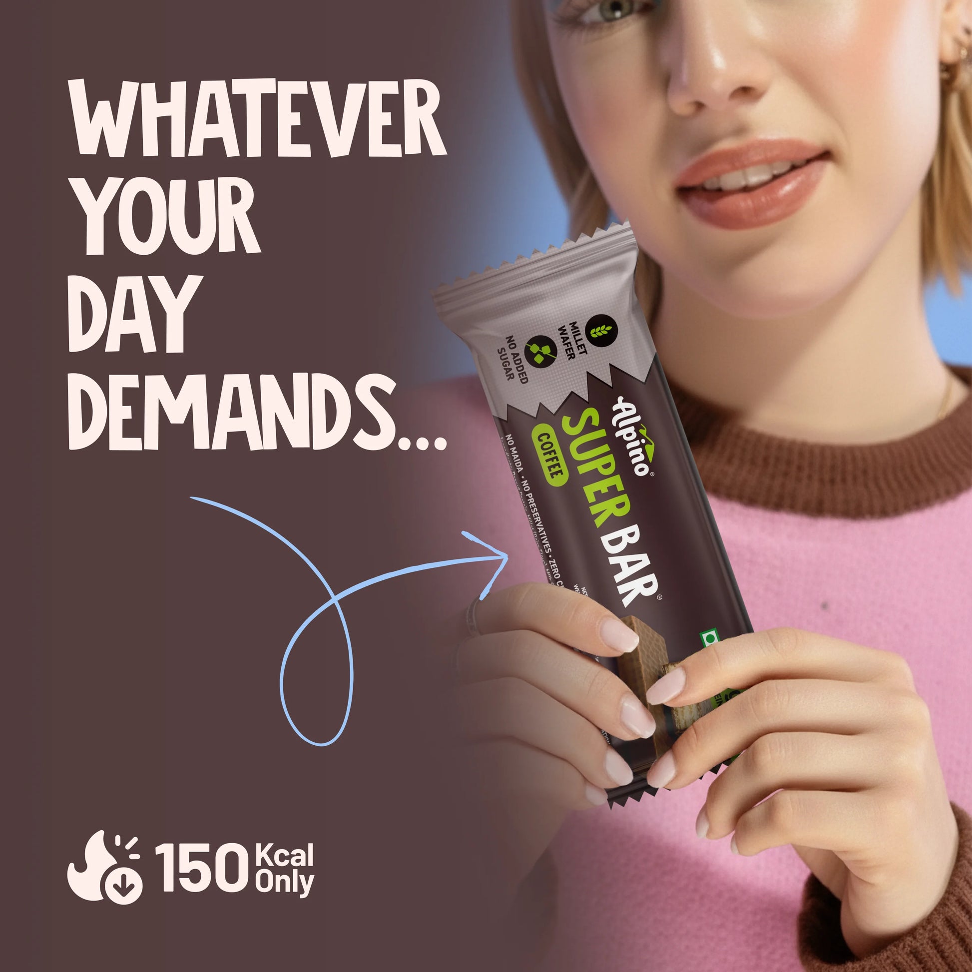 Alpino Coffee Protein Bar ideal on-the-go snack with 150 Kcal only