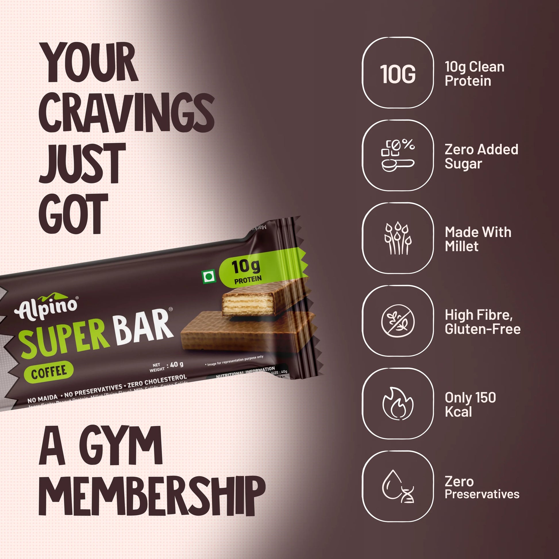 Healthy Alpino Coffee Protein Bar gluten-free zero sugar snack
