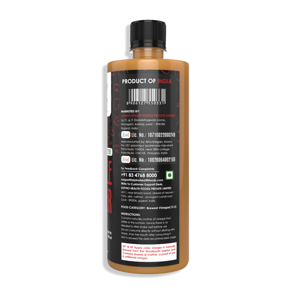 Alpino Apple Cider Vinegar With Usage Instructions and Origin