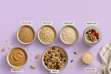Instant oats, steel cut oats, rolled oats, overnight oats comparison