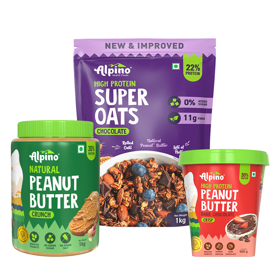 Natural Peanut Butter Crunch 1kg + High Protein Dark Chocolate Peanut Butter Crisp 500g + High Protein Super Rolled Oats Chocolate 1kg