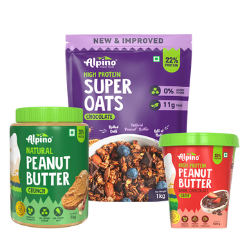 Natural Peanut Butter Crunch 1kg + High Protein Dark Chocolate Peanut Butter Crisp 500g + High Protein Super Rolled Oats Chocolate 1kg