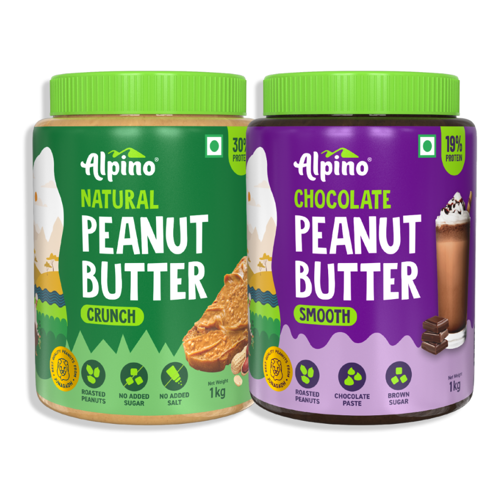 Best Seller Peanut Butter Combo - Natural Crunch 1kg & Chocolate Smooth 1kg - Saver Value Pack
