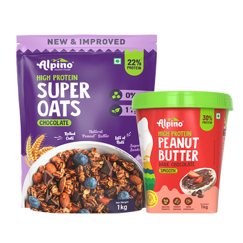 POST-WORKOUT COMBO - High Protein Super Rolled Oats Chocolate 1kg & Peanut Butter 1kg - Value Pack