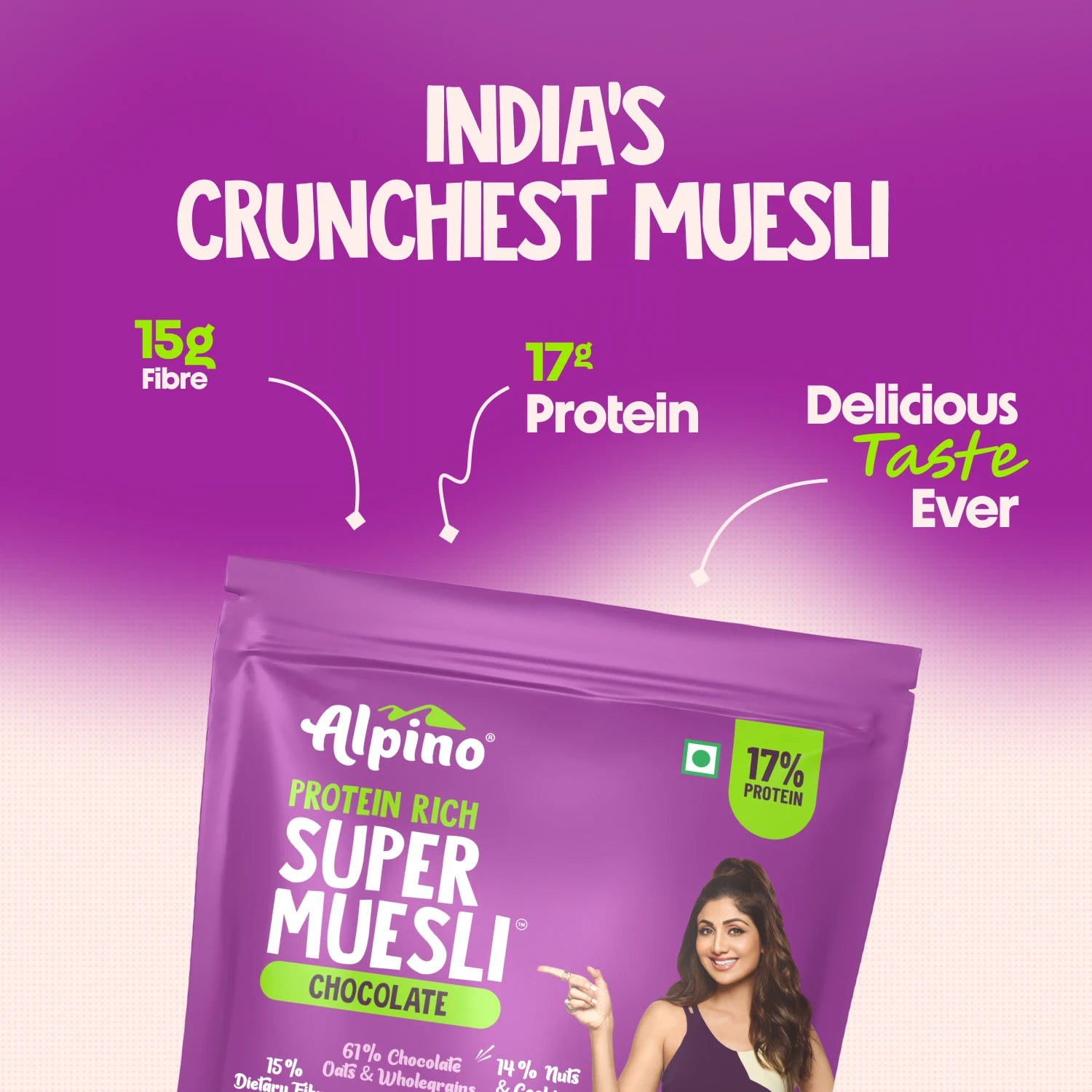 Alpino Muesli with 17G Protein and 15G Fibre