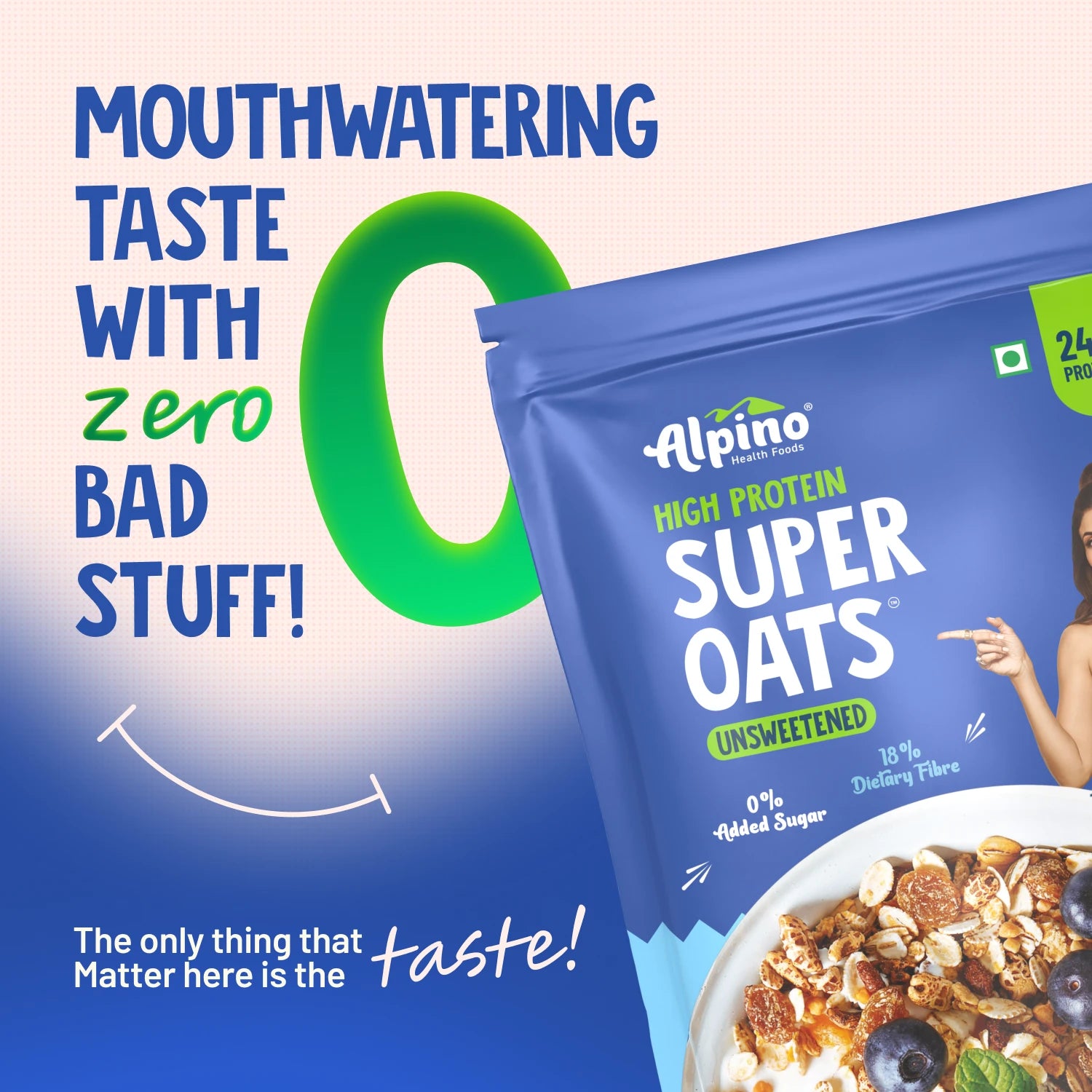 Alpino unsweetened oats are Healthy and Tasty Breakfast with 0 added sugar