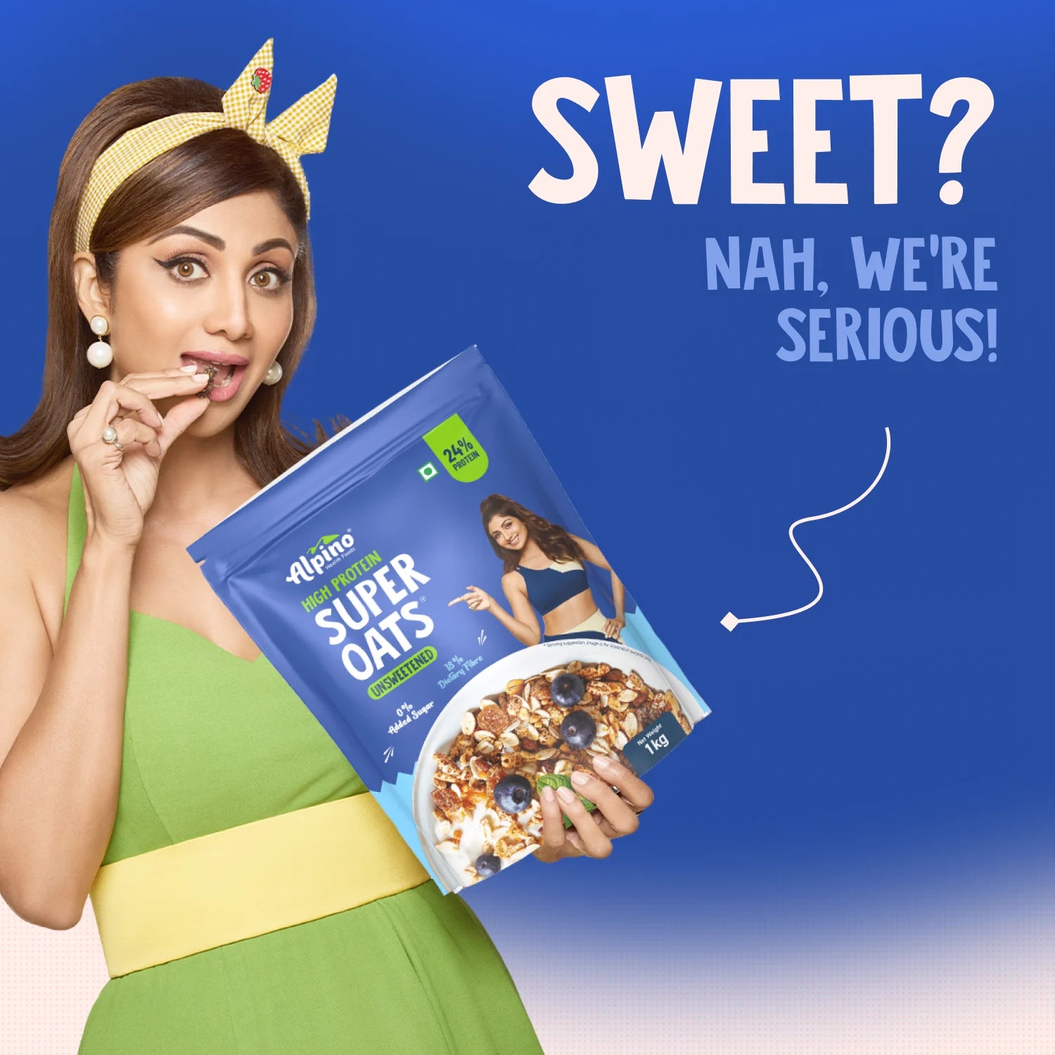 Alpino unsweetened oats is a Healthy breakfast with blueberries and no sugar, shilpa shetty's fav snack