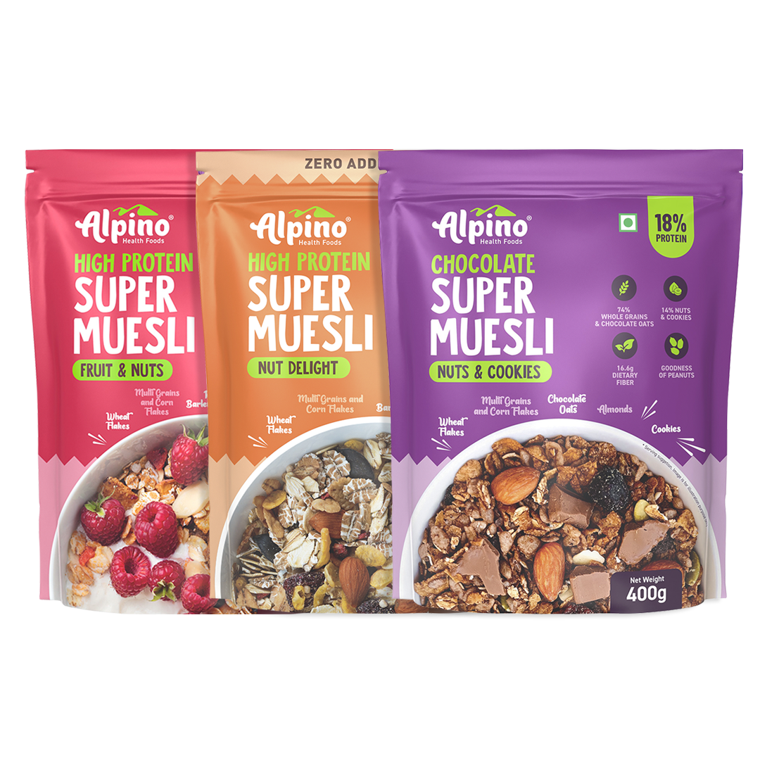 Super Muesli Combo - Fruit and Nuts + Nut Delight + Chocolate Cookies and Nuts - Super Value Pack