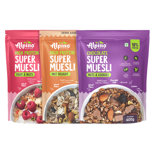 Super Muesli Combo - Fruit and Nuts + Nut Delight + Chocolate Cookies and Nuts - Super Value Pack