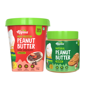 Peanut Butter Combo - High Protein Dark Chocolate Smooth 1kg & Natural Crunch 400g - Value Pack