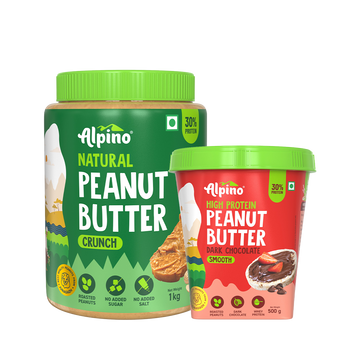 Peanut Butter Combo - Natural Crunch 1kg & High Protein Dark Chocolate Smooth 400g - Value Pack