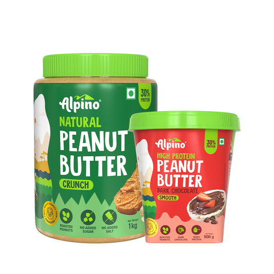 Peanut Butter Combo - Natural Crunch 1kg & High Protein Dark Chocolate Smooth 400g - Value Pack