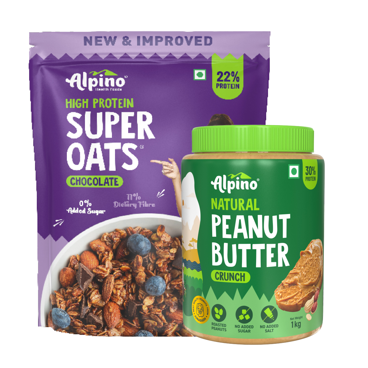 POST-WORKOUT COMBO - High Protein Super Oats Chocolate 1kg & Natural Peanut Butter Crunch 1kg - Value Pack