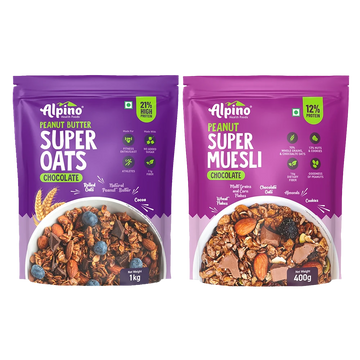 CHOCOLATEY CEREAL COMBO - High Protein Rolled Oats 1kg & Chocolate Super Muesli 400g - Super Saver Pack