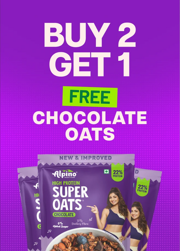Buy 2 Alpino High Protein Rolled Oats Chocolate, Get 1 Free (1 KG X 3)
