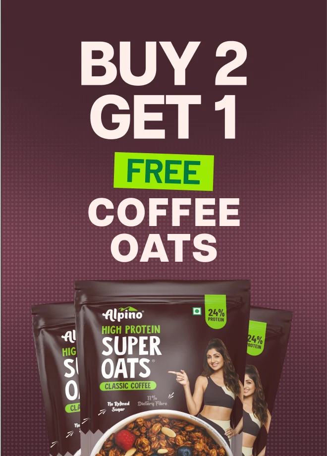 Buy 2 Alpino High Protein Rolled Coffee Oats, Get 1 Free (1kg, Pack of 3)