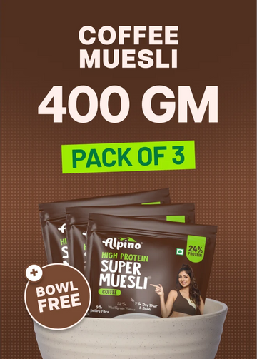 Buy High Protein Super Muesli Coffee 1.2Kg (400g, Pack of 3) & a Bowl Worth 219