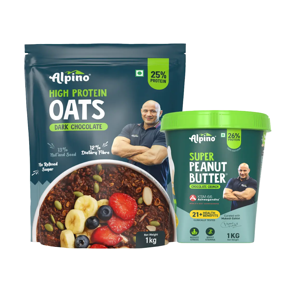 High Protein Super Rolled Oats Dark Chocolate & Super Peanut Butter Chocolate Crunch