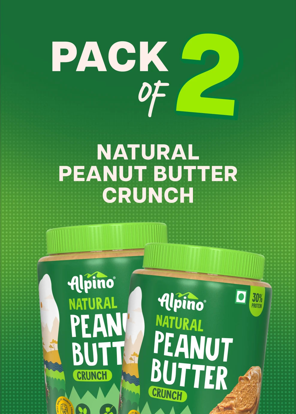Natural Peanut Butter Crunch 2Kg (1kg, Pack of 2)