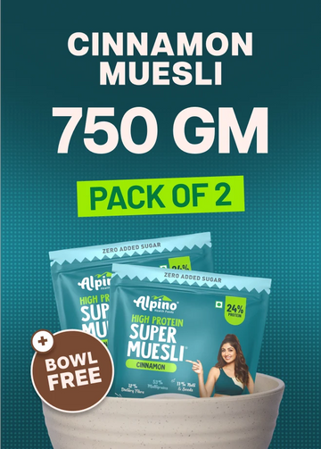 Zero Added Sugar High Protein Super Muesli Cinnamon 750g X 2 & a Bowl Worth 219