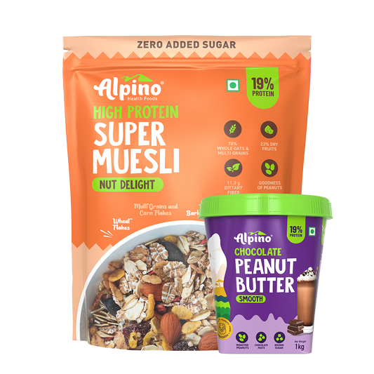 GOOD MORNING COMBO - Chocolate Peanut Butter Smooth 1kg & Super Muesli Nut Delight 400g - Value Pack