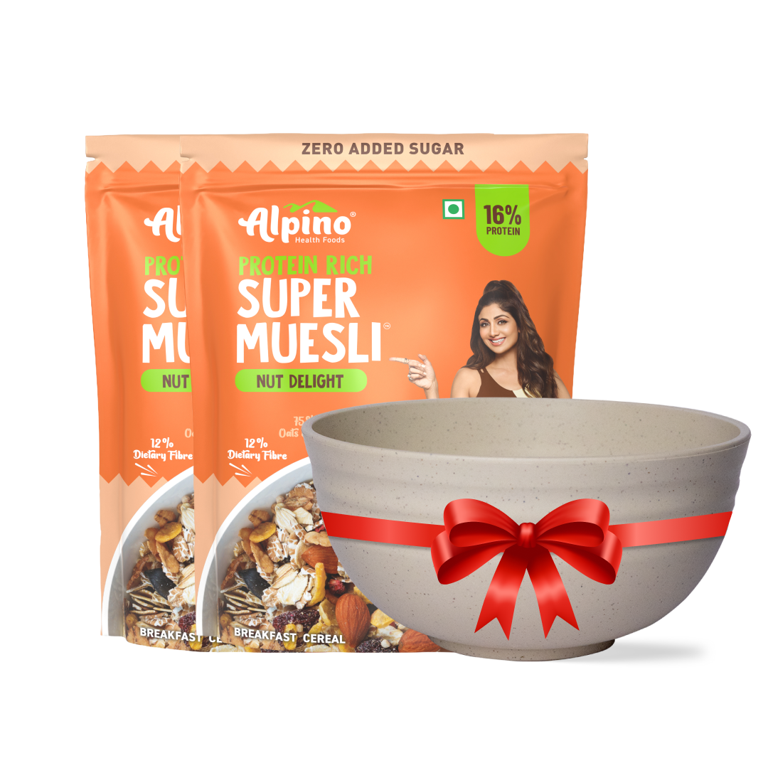 Zero Added Sugar Super Muesli Nut Delight 750g X 2 + Bowl