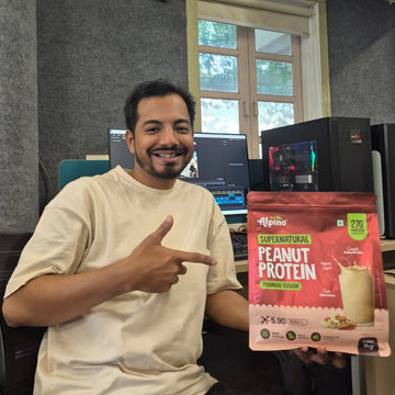 Alpino Supernatural Peanut Protein, Thandai Fusion flavor, 27g protein per scoop, plant-based protein powder