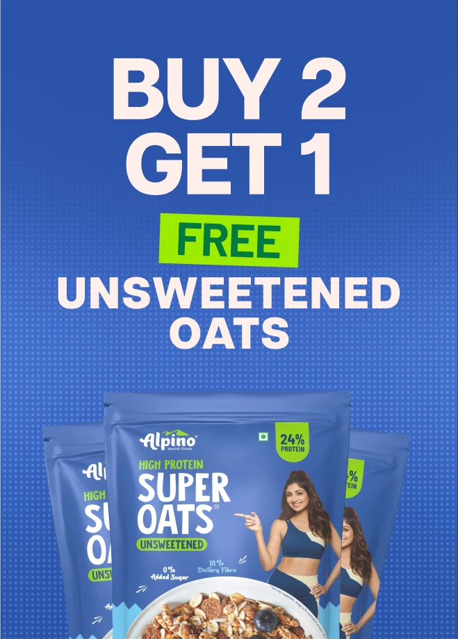 Buy 2 Alpino High Protein Rolled Oats Unsweetened, Get 1 Free (1 KG X 3)