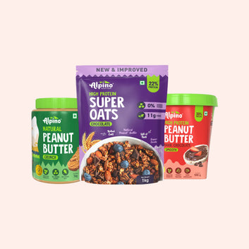 Ultimate Weight Gain Combo: Natural Peanut Butter Crunch 1 Kg+ High Protein Dark Chocolate Peanut Butter Crisp 1Kg + High Protein Super Rolled Oats Chocolate 1 Kg