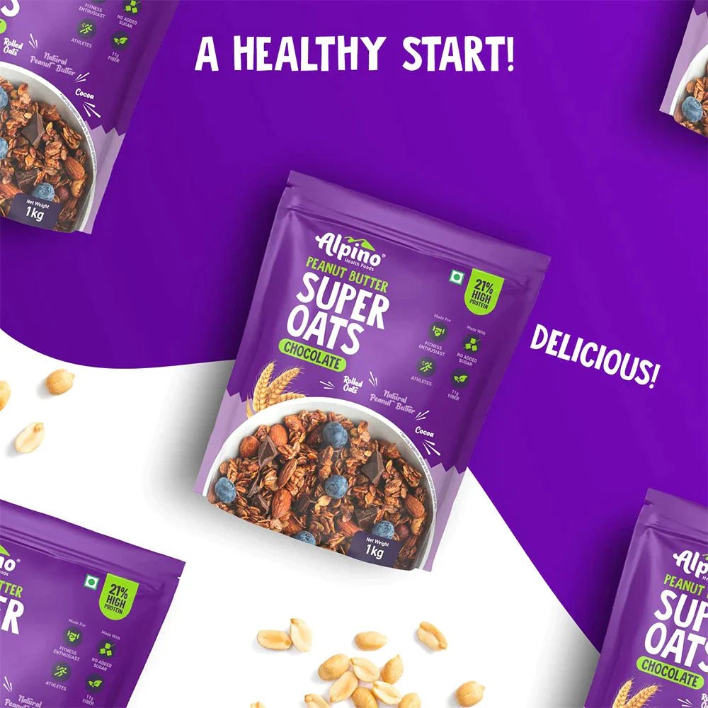 Peanut Butter Super Oats Chocolate 1 KG - Alpino