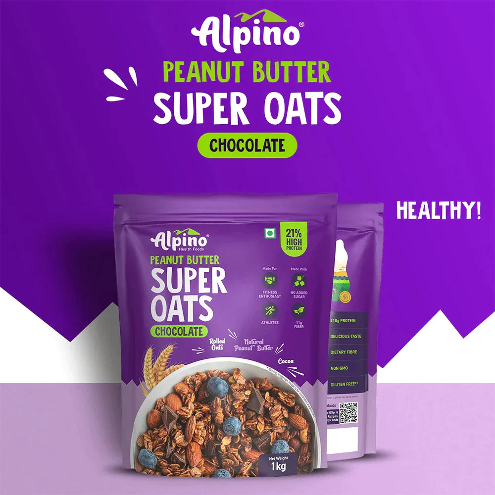 Peanut Butter Super Oats Chocolate 1 KG - Alpino